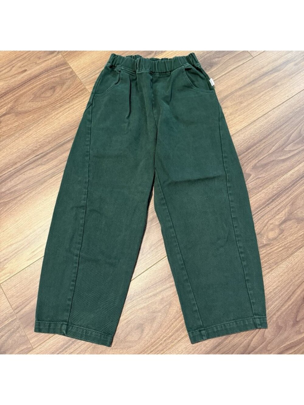 LE BON SHOPPE Arc Pants Pine Green Barrel Leg 100% Cotton Canvas Small